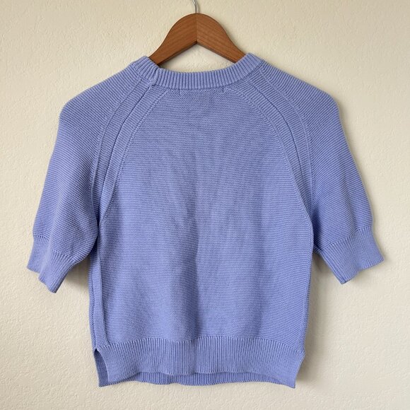 French Connection Sweater Womens XS Perwinkle Blue Short Sleeve Knit Cotton - Picture 6 of 7
